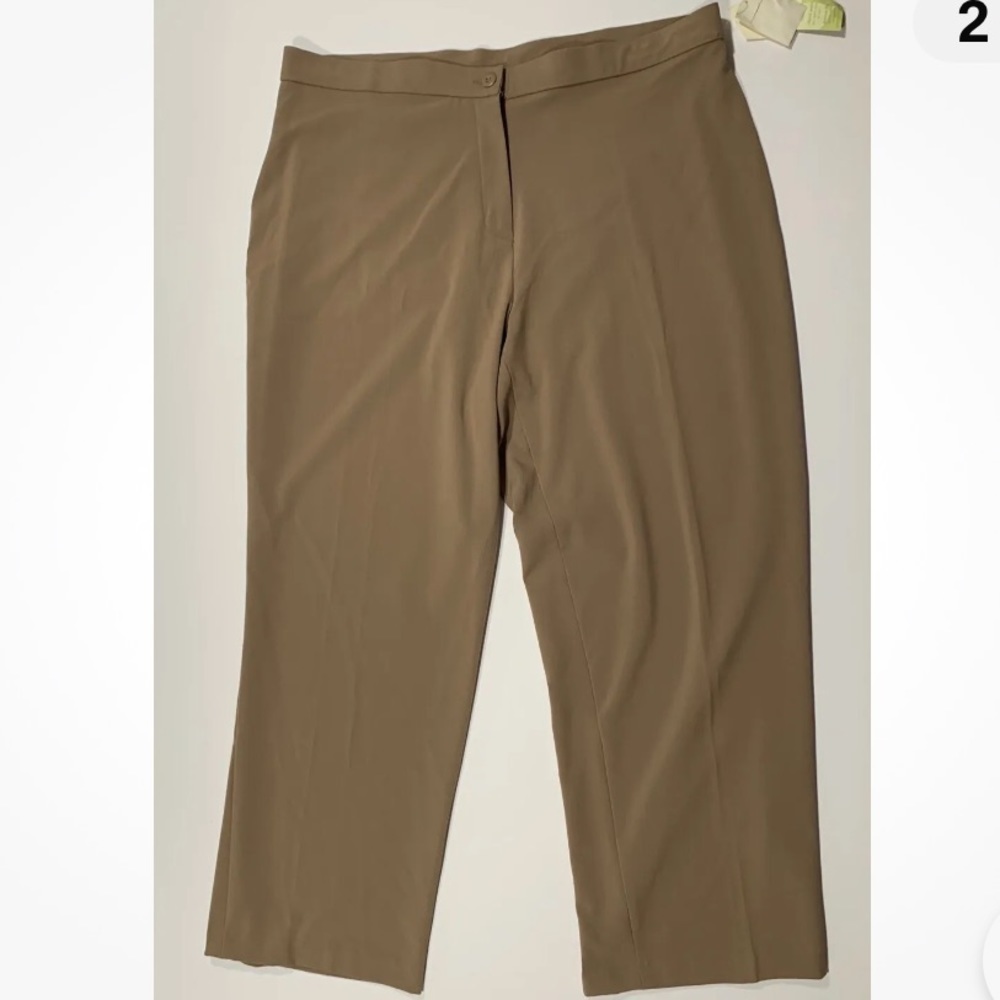 Coldwater Creek Laurel Zip Front Pant Beige Tan Straight Leg Trouser 20W